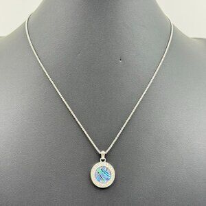 Colleen Lopez Stainless Steel Cabochon Abalone Pendant Necklace 18”